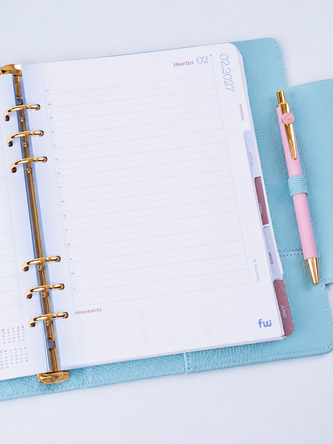 Agenda FW 2027 semanal Timeless Fun con cierre de broche.